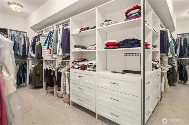 Closet goals, achieved. With space for every season, this walk-in is ready for your runway (and your partner’s, too).
