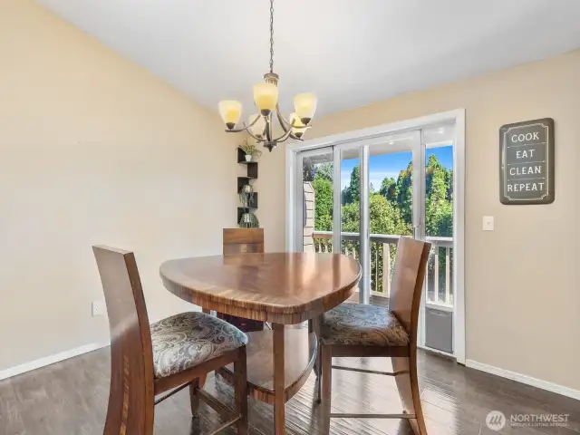 Dining room with access to the large fully fenced yard