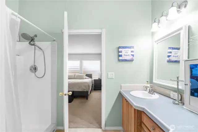 Updated easy access shower.