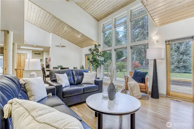 living room w cathedral ceilings
