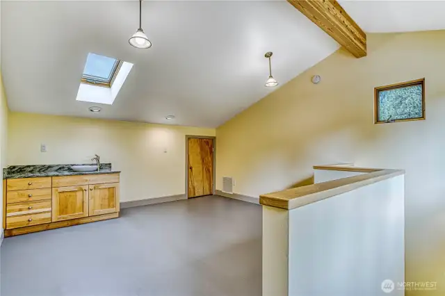 loft space w sink and storage closet