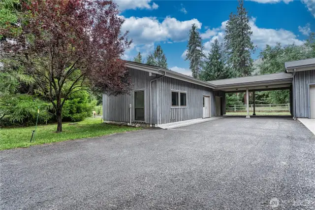 Carport and detached single car garage w art studio