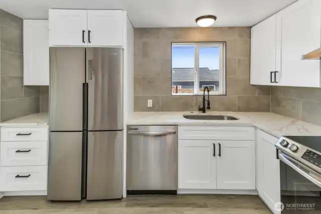 Kitchen with ample cabinets for storage