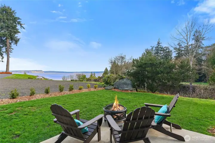 Enjoy the fire on the patio, its the perfect place for smores.