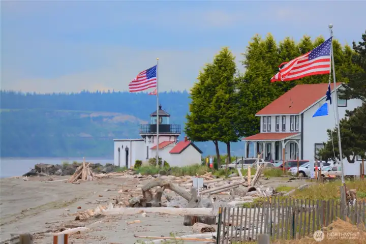 The beautiful Hansville Lighthouse and park with  beach that goes on forever.