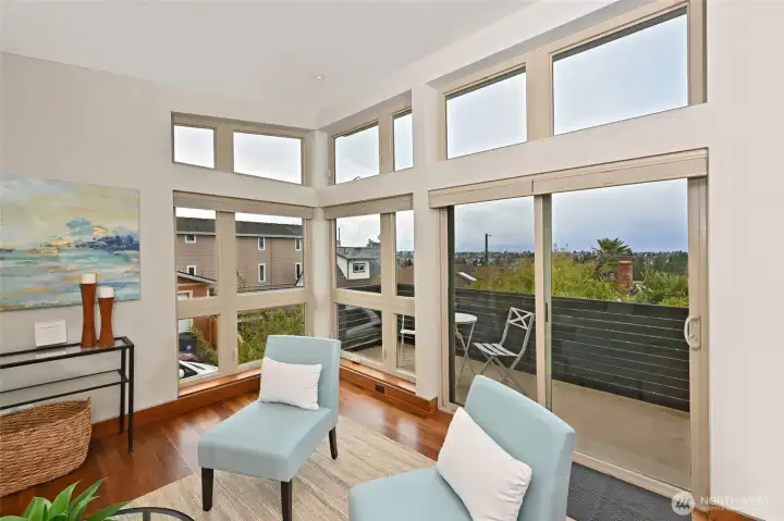 On a clear day the Olympic mountains stand tall.