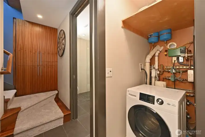 Radiant floor heat throughout. Wired for heat pump and for electric car charger if you wish to install them.