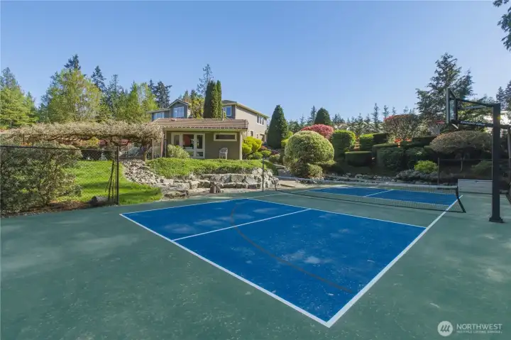 Sports Court, fire pit, pool equipment