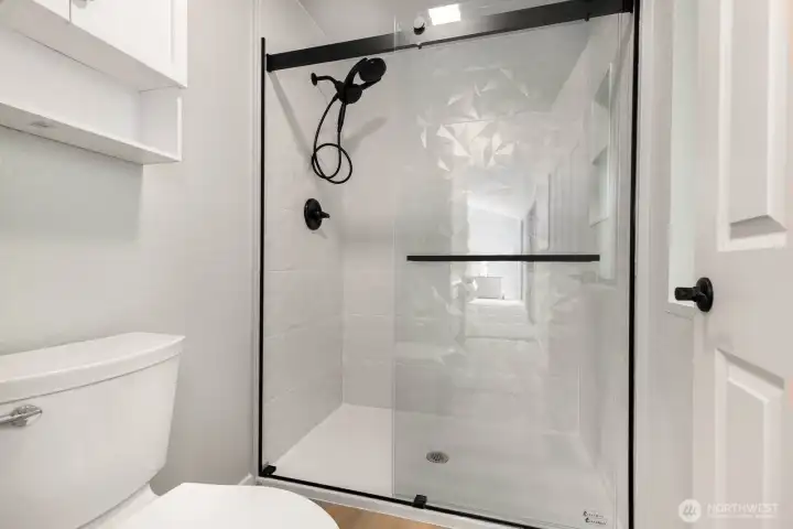 Brand new shower, custom tile work