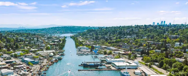 Aerial view of houseboat location