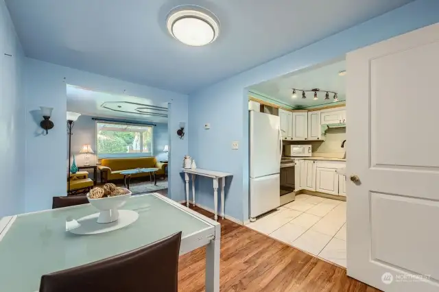 The dining area is open to both the living room and the kitchen.