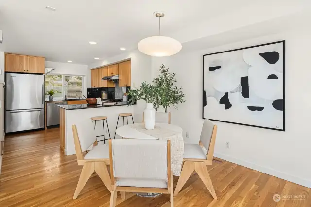 Another view of the spacious dining area--the Sellers had a much larger rectangular table here.