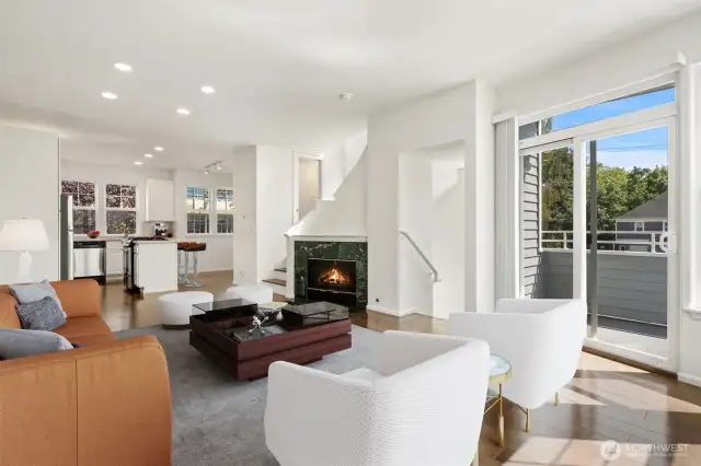 Great room layout for living, dining, kitchen & laundry - Virtually staged to show possibilities!