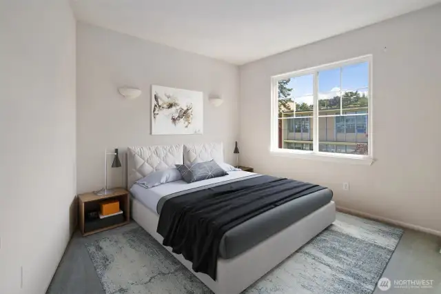 Second level bedroom - virtually staged to give you a sense of the room.