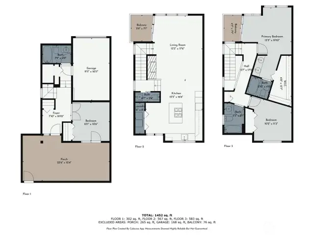 Photographers estimate of room sizes and layout
