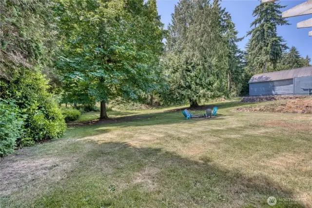 Another great view of the HUGE back yard and the firepit area