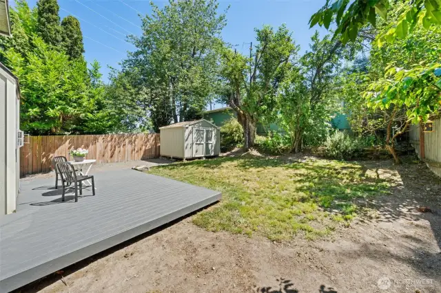 Adorable back yard with trees for shade