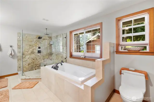 Soaking tub and very large shower