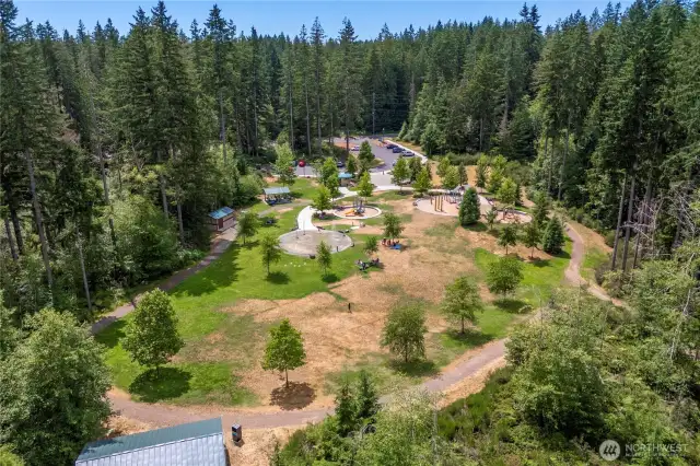Walk to the spray park with splash pad on those hot summer days
