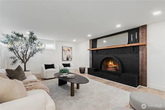 Family room with fireplace