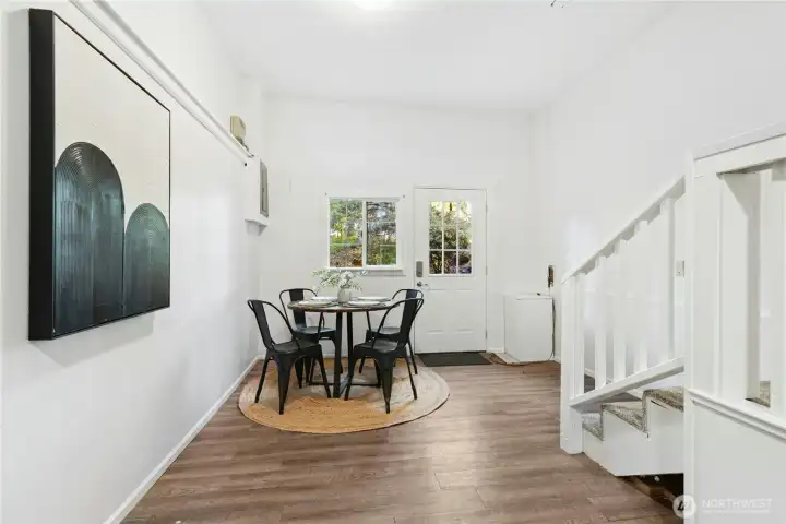Eating nook in ADU/lower level  kitchen. Front entry