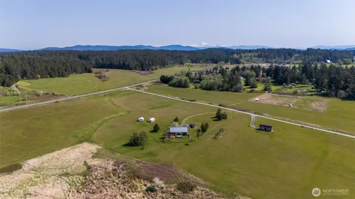 Aerial of the 15 acres looking NW toward Mt. Baker