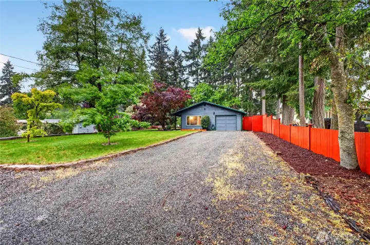 Long driveway east facing house