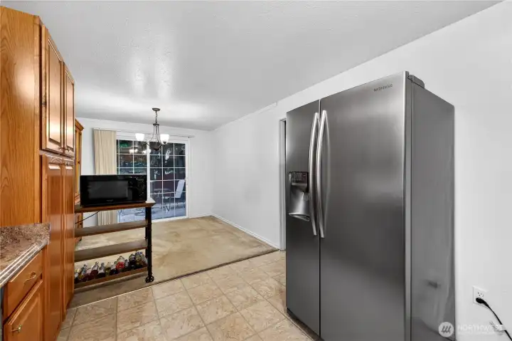 Kitchen looking towards eating area and patio