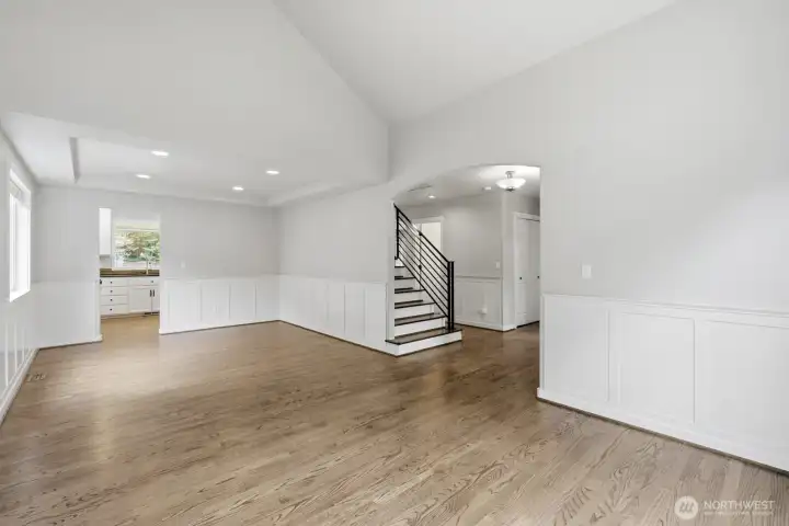 Front living and dining area without virtual staging