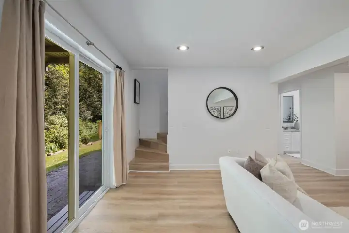 Stairs down to rec room.