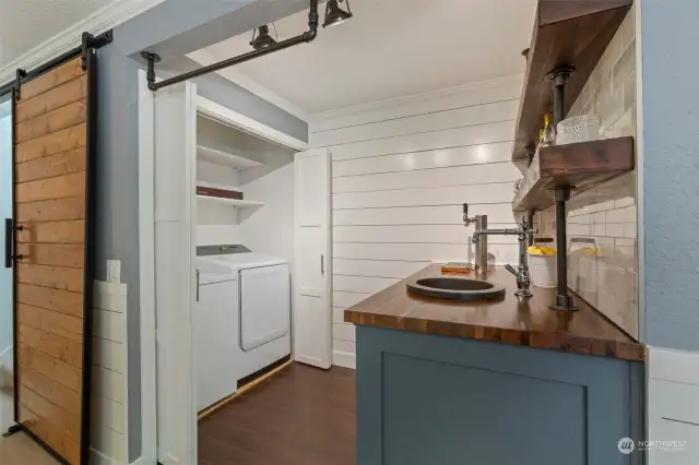 Enjoy laundry with your washer/dryer wet bar combo! A brilliant use of space!