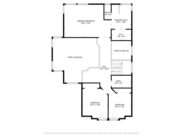 Upstairs floorplan with room sizes