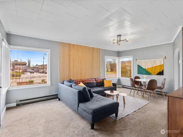 Beautiful living room with large windows