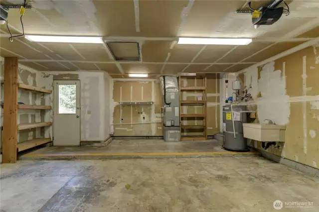 2 car garage with newer water heater and furnace.
