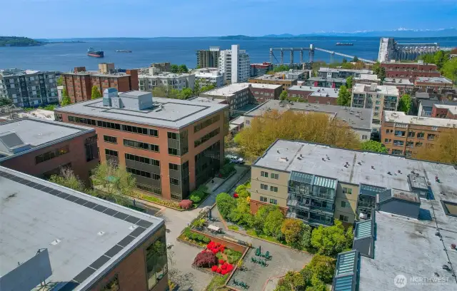 Alternate Ariel View of Expansive Exterior Courtyard Deck Area