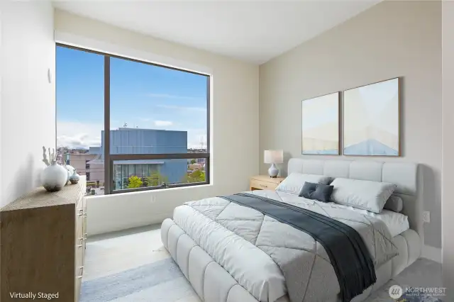 2nd bedroom; nicely separated from the primary. (virtually staged)