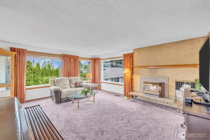 Gas brick fireplace offers plenty of heat and unique aesthetic