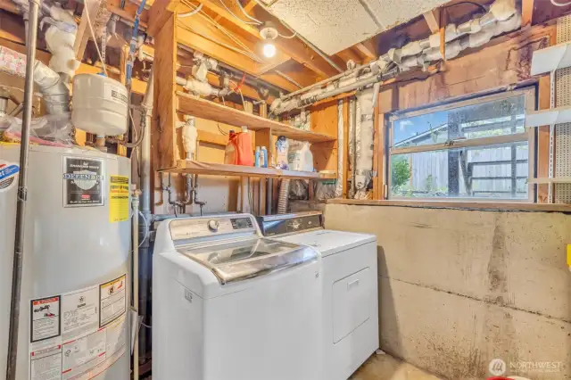 Laundry area with storage and access to outside