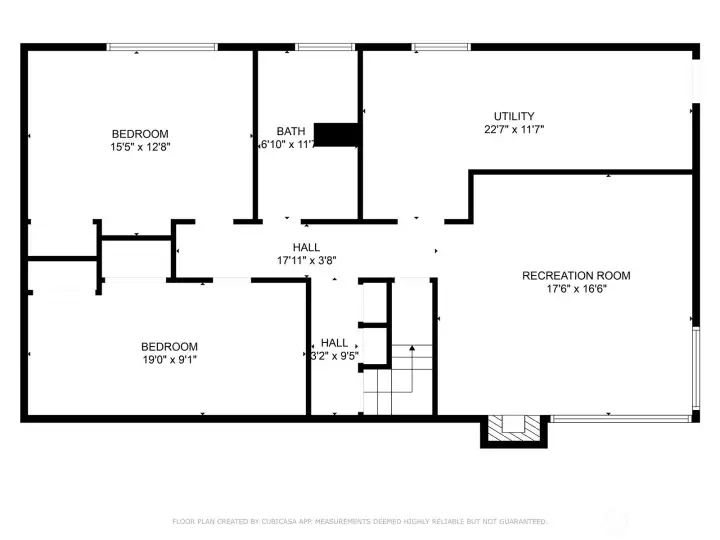 Lower Level (note: the lower left is labeled Bedroom- it is an Office/Den no window/yes closet