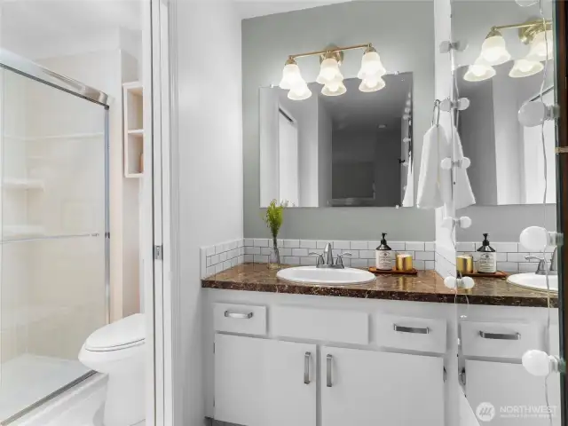 Great use of space in the primary ensuite bathroom.