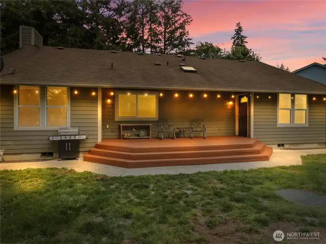 Imagine summer evenings on this back deck with a giant backyard to enjoy