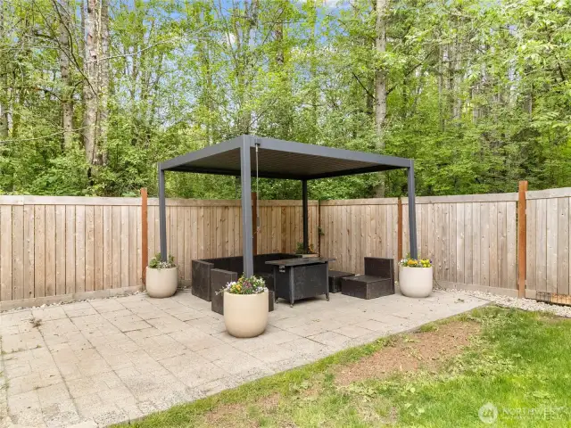 Pergola & patio furniture stay- giving you a head start on enjoying your backyard!