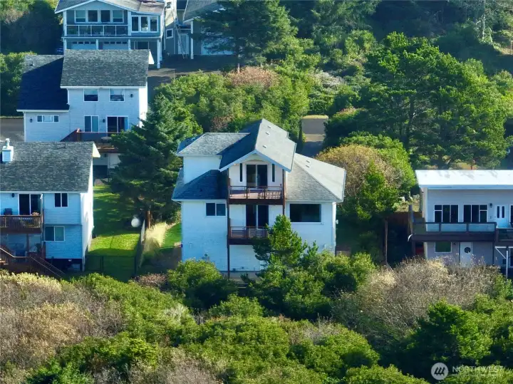 Covered decks on 2 upper levels.