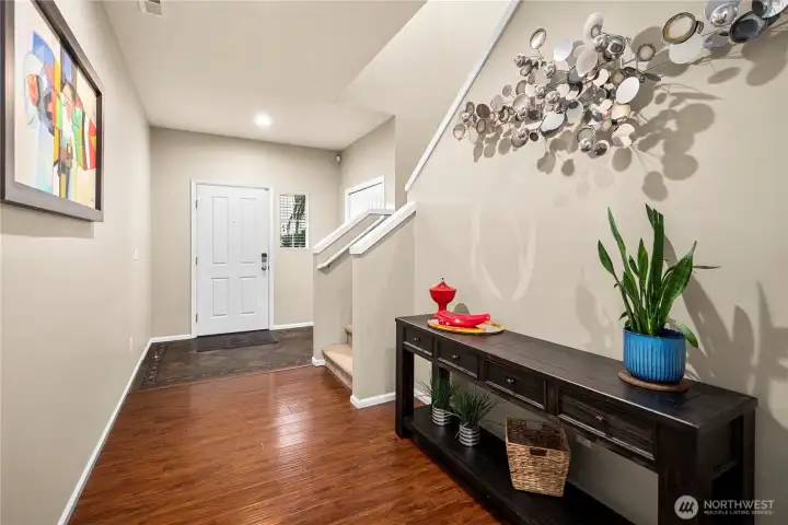 Entry hall leading to the Large kitchen, dining and living room