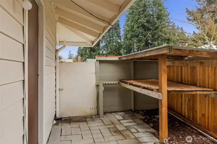 Walkway/storage on side of house
