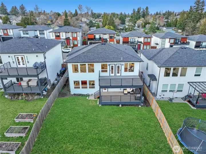 Fully fenced back yard.