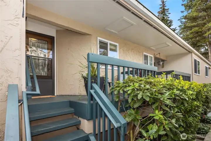 Welcome home!  You'll love coming home where you can enjoy sitting on your private front deck.