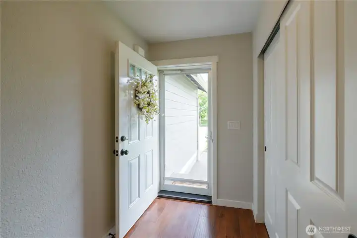 Entry includes a double closet -- lots of "drop zone" room!