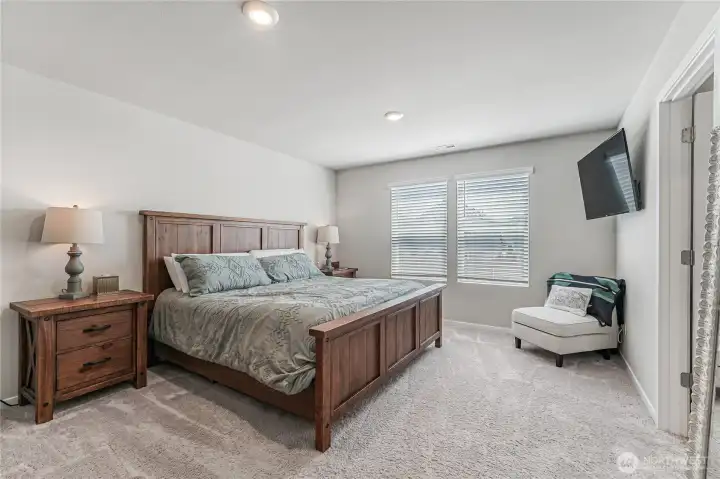 Primary Suite will accommodate a large furniture set or added sitting area.