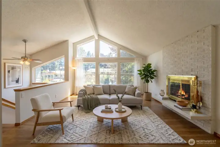 Living room virtually staged